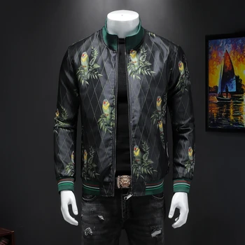 

Male qiu dong's personality and fashionable leisure embroidery printing jacket men suit male article number 19322 P185