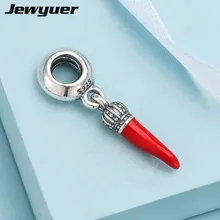 Висячий Рождественский подарок DIY красный перец амулеты серебро 925 пробы ювелирные изделия бусины подходят браслет ожерелье кулон DIY DA0625