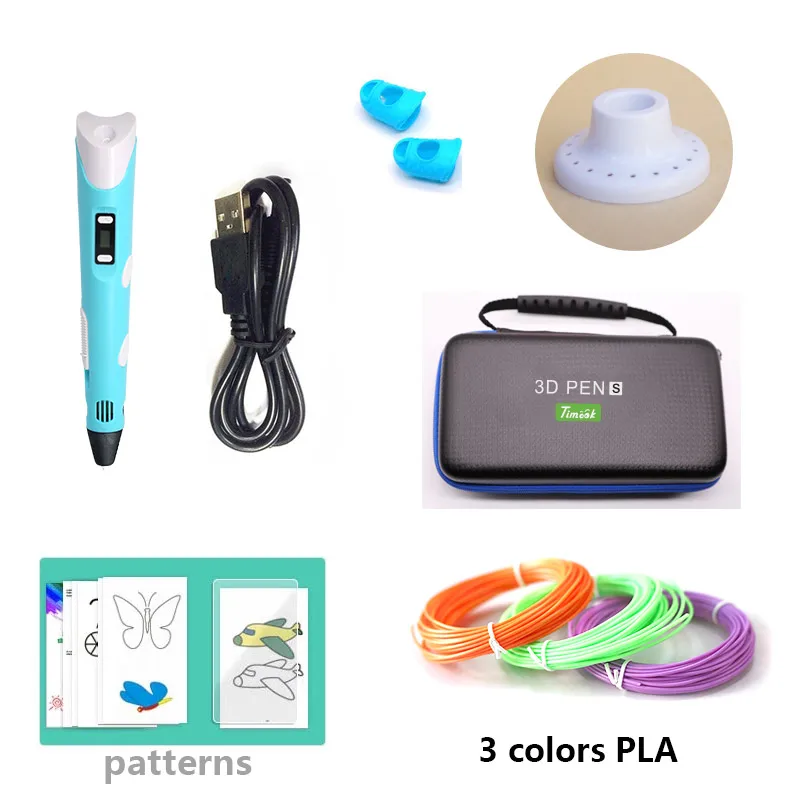 RP100B 3D Pen with 3colors Filament 3D Printing Pen Creative Toy Gift For Kids Drawing 1.75mm ABS/PLA fast sent