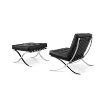 2шт упаковка, современный стул для отдыха с оттоманкой/атласная полированная рама из нержавеющей стали