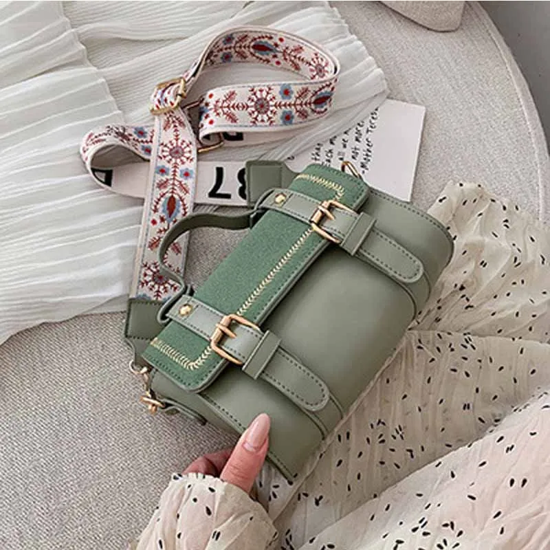 Зеленый MSGHER Satchels Thread Flap женская сумка в новом стиле с вышитыми буквами для шутливого настроения через плечо женская сумка WB2796 - Цвет: Зеленый