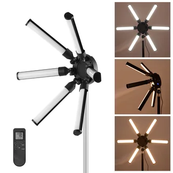 

Photography Fill Light Star-Shaped Circle Lights 6 LEDs 60W 3200K-5600K+2.4G Control+Ball Head for Video Live Makeup Outdoor