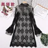 2019 New Fashion Autumn Women Hollow Out Lace Blouses Turtleneck Mesh Shirts All-match Lady Tops Pullovers Brief Bottomings 907 5