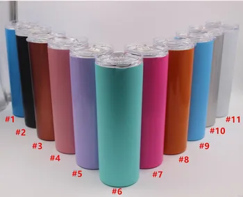 

10pcs 20oz Vacuum Tumbler Skinny Tumbler Stainless Steel Vacuum Insulated Straight Cup Beer Cup Coffee mugs with straws & lids