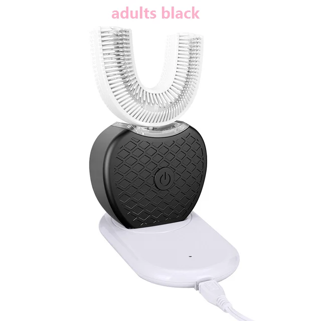 1pc Adults Black Умная 360 градусов Автоматическая звуковая электрическая зубная щетка для детей и взрослых, u-образный 4 режима, зубная щетка, usb зарядка, отбеливание зубов - Цвет: 1pc Adults Black