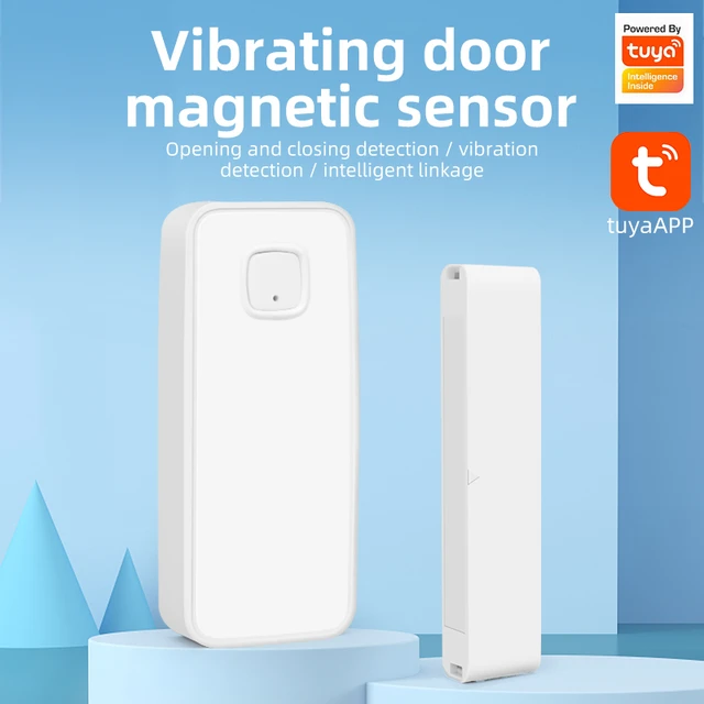 Sensor de puerta Tuya Wifi para ventana, Detector magnético de golpes,  vibración múltiple, funciona con Smart