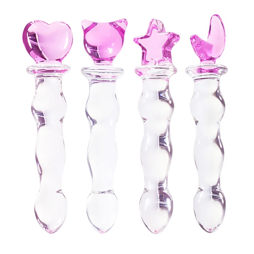 Crystal Glass Dildo Heart Buttplug Vaginal Anal Stimulation Beads Penis for Women Anus Plug Sex Toys