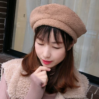 

HT2860 Women Berets New Autumn Winter Hat Fashion Berber Fleece Beret Hat Vintage Ladies Artist Painter Hat Female Solid Berets