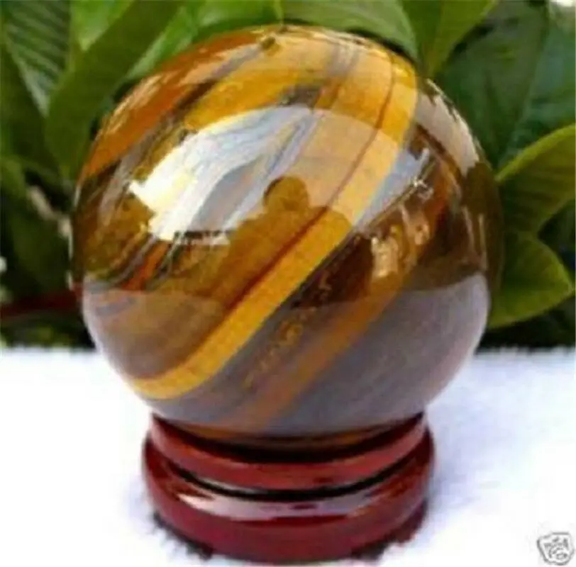 

Rare 40mm 100% nature tiger eye crystal sphere quartz ball, free stand