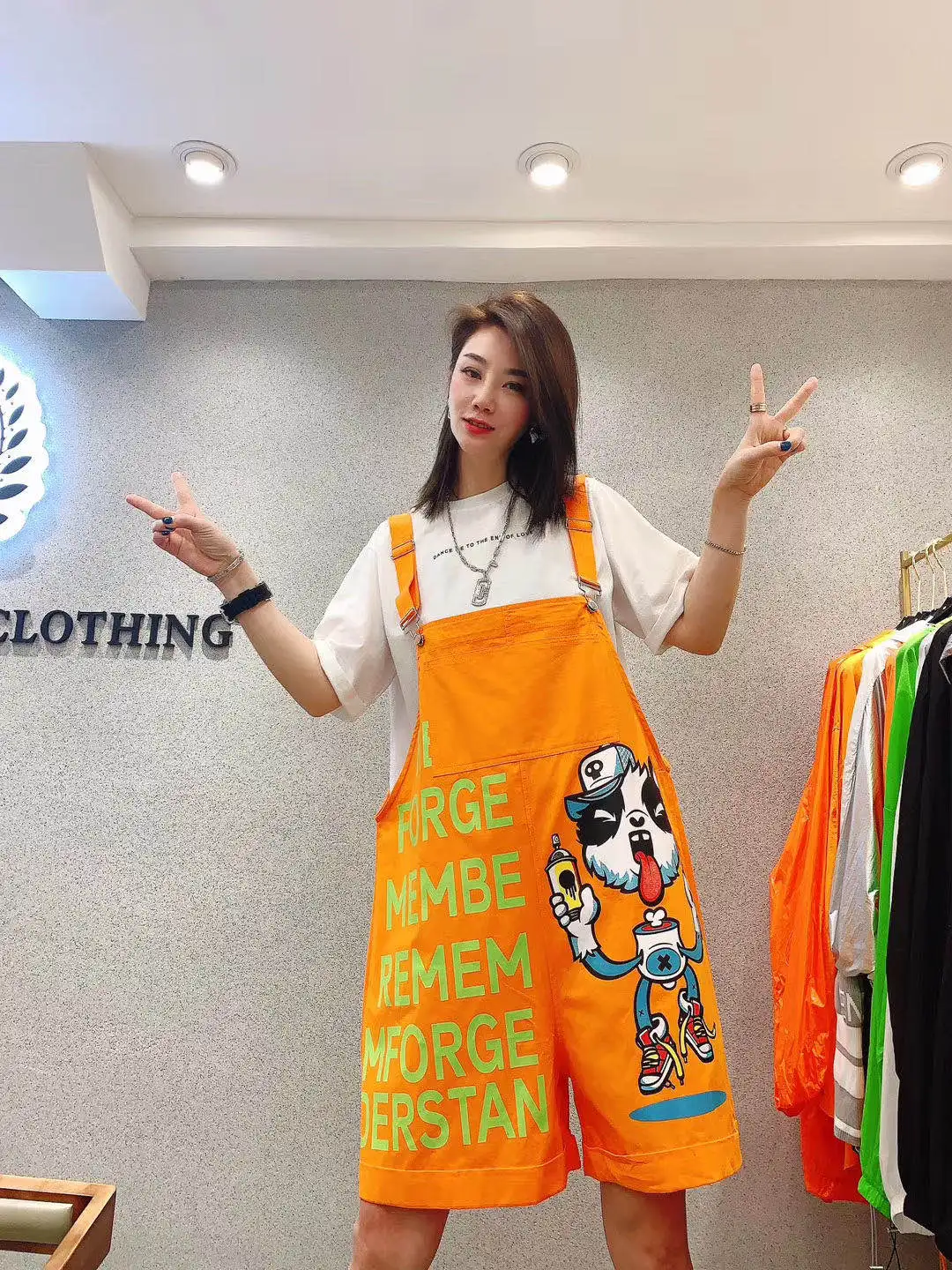 Summer shorts women new cartoon print hotpants oversized loose hip hop streetwear cotton short overalls letter booty shorts lady shorts