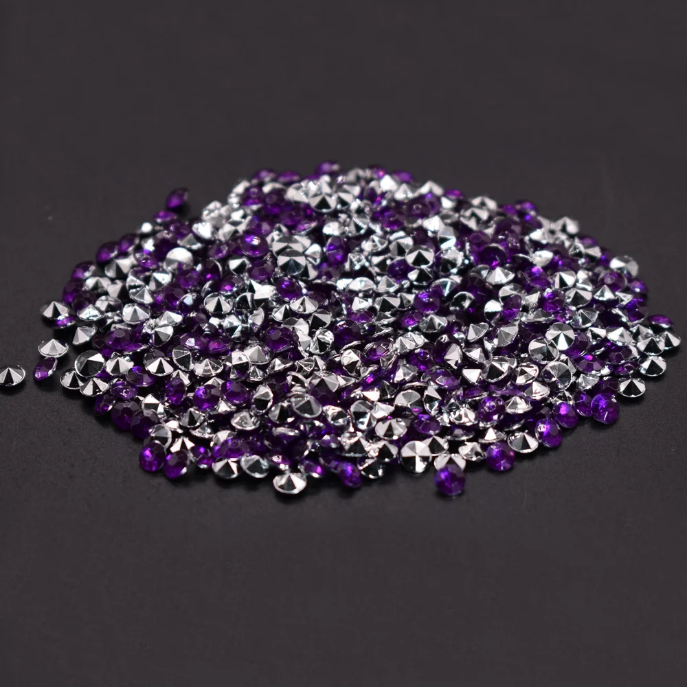 1000 шт 4,3 мм блестящие Прозрачные Акриловые Алмазные конфетти сверкающие Разбрасыватели конфетти для стола хрустальные украшения для свадебной вечеринки - Цвет: dark purple silver
