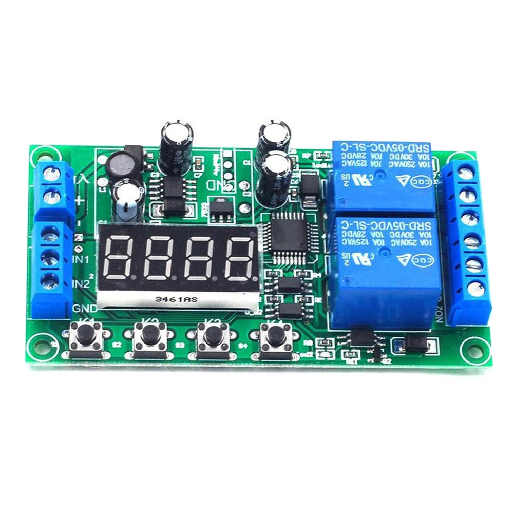 Yf-7 Multifunctional Dual Channel Delay Relay Module Board Pulse Trigger Cycle Timer 0.01s-999m Delay Time Adjustable 7-30v Dc