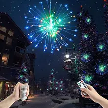 Подвесной фейерверк светодиодный Сказочный светильник для рождественской вечеринки Рождественский Декор 8 режимов дистанционного управления открытый водонепроницаемый Рождественский светодиодный светильник s