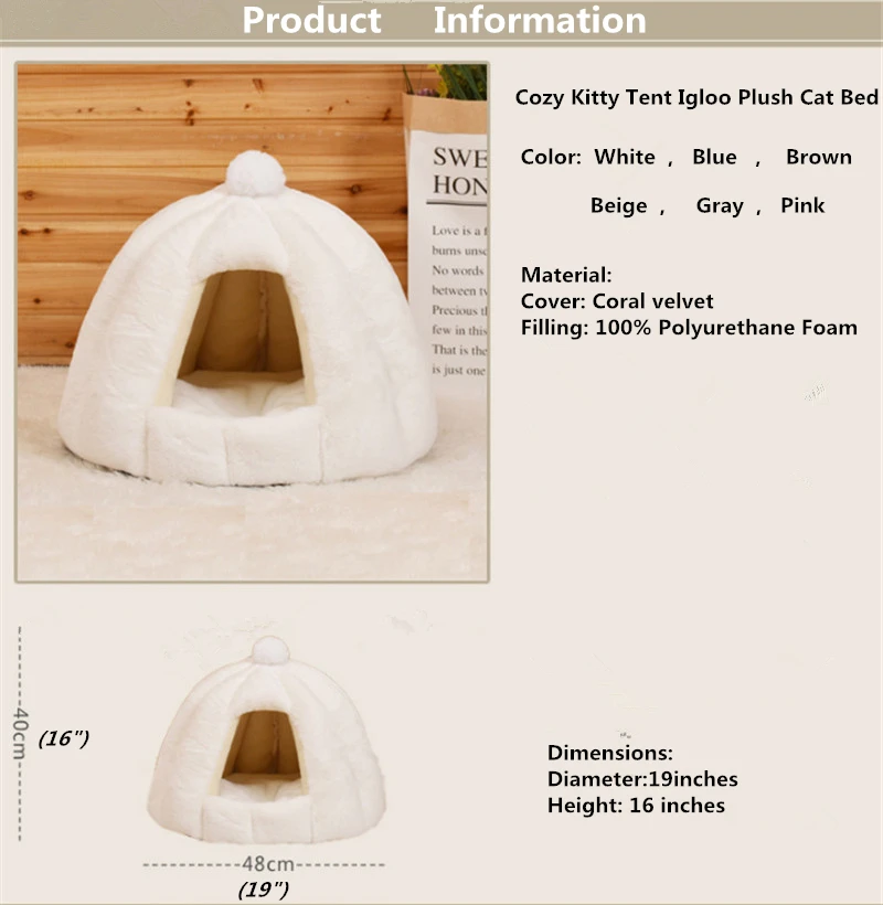 Pet Cat собачья Лежанка палатка Igloo плюшевая кошка кровать(M68