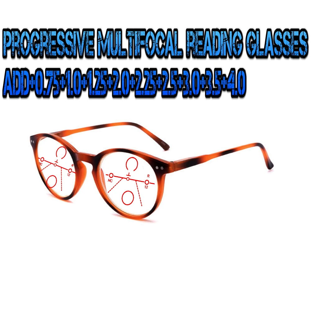

Progressive Multifocal Anti Blu Light Reading Glasses Round Frame Men Women High Quality +1.0 +1.5 +1.75 +2.0 +2.5 +3 +3.5 +4