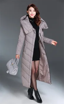 

Hooded Fashion Women's Jacket White Duck Down Coat Women Long Parka Padded Jackets Casaco De Inverno WXF424
