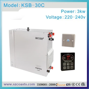 

Commercial type Coasts 3KW 220-240V sauna steam generator with dual controller