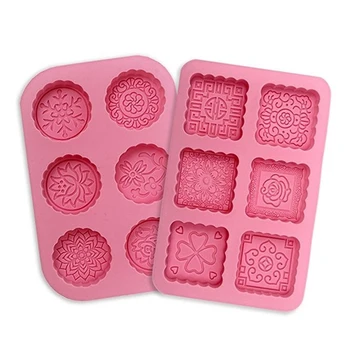 

Soap Mold 3D Round and Square 6-Cavity Silicone Mould Lotion Bara Making Cake