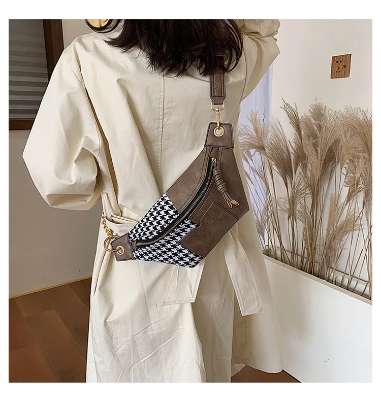 Женская сумка в стиле пэчворк, сумка на груди, женская сумка, новая Корейская роскошная дизайнерская шерстяная сетчатая сумка-мессенджер на плечо