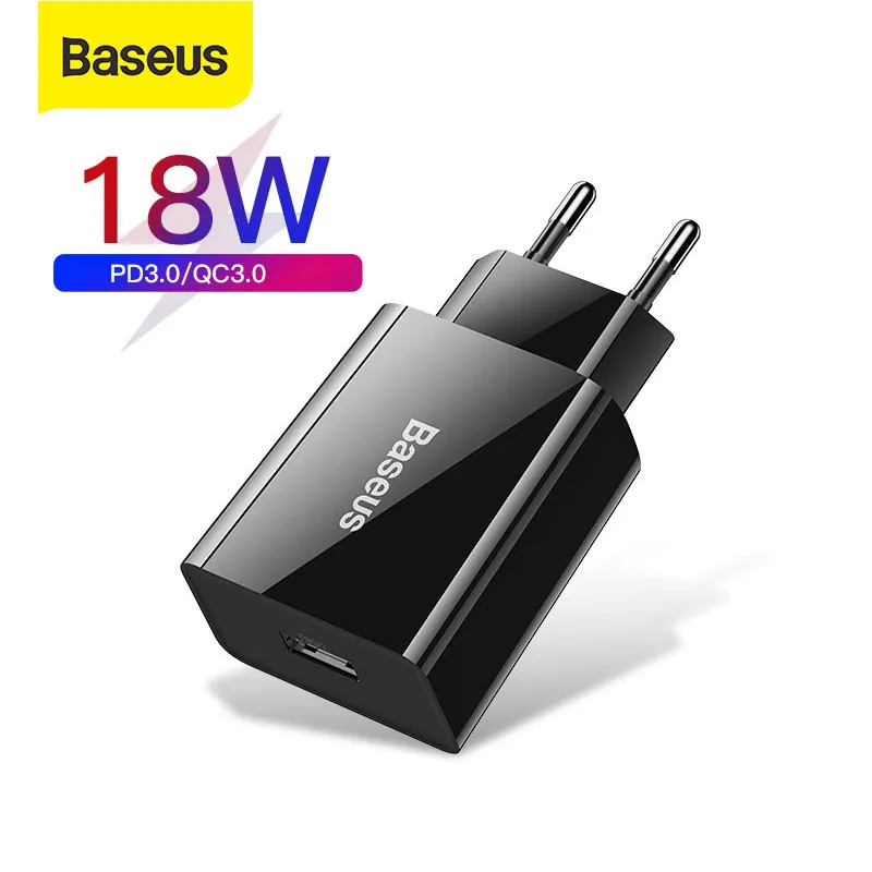 Baseus 18 Вт быстрый USB Зарядное устройство Поддержка Quick Charge 3 0 Тип C PD мини