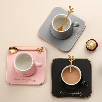 

Albert Elegant Cup and Saucer Luxury Small Couple Cappuccino Creative Kitchenware Ceramic High Tea Double Tasse Drinware AF50BD