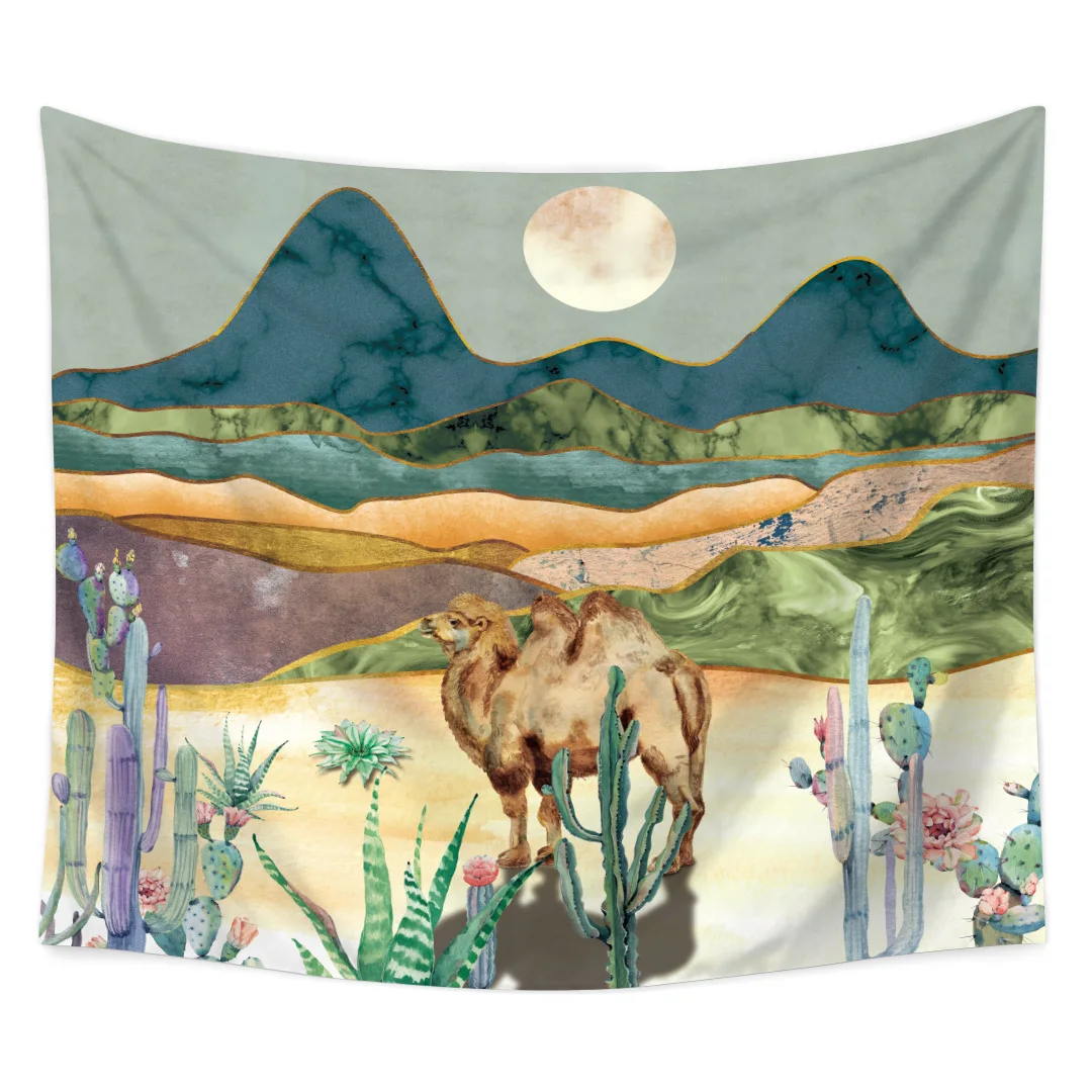 Нордический мраморный горный лунный кактус с принтом гобелен пляжный коврик для йоги, пикника, плед для кемпинга, Настенный декор - Цвет: TP1108-2
