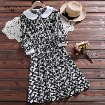 

Japanese Mori Girl Autumn Spring Women Dresses Peter Pan Collar Elegant Kawaii Vestidos Color Patchwork Corduroy Vintage Dress