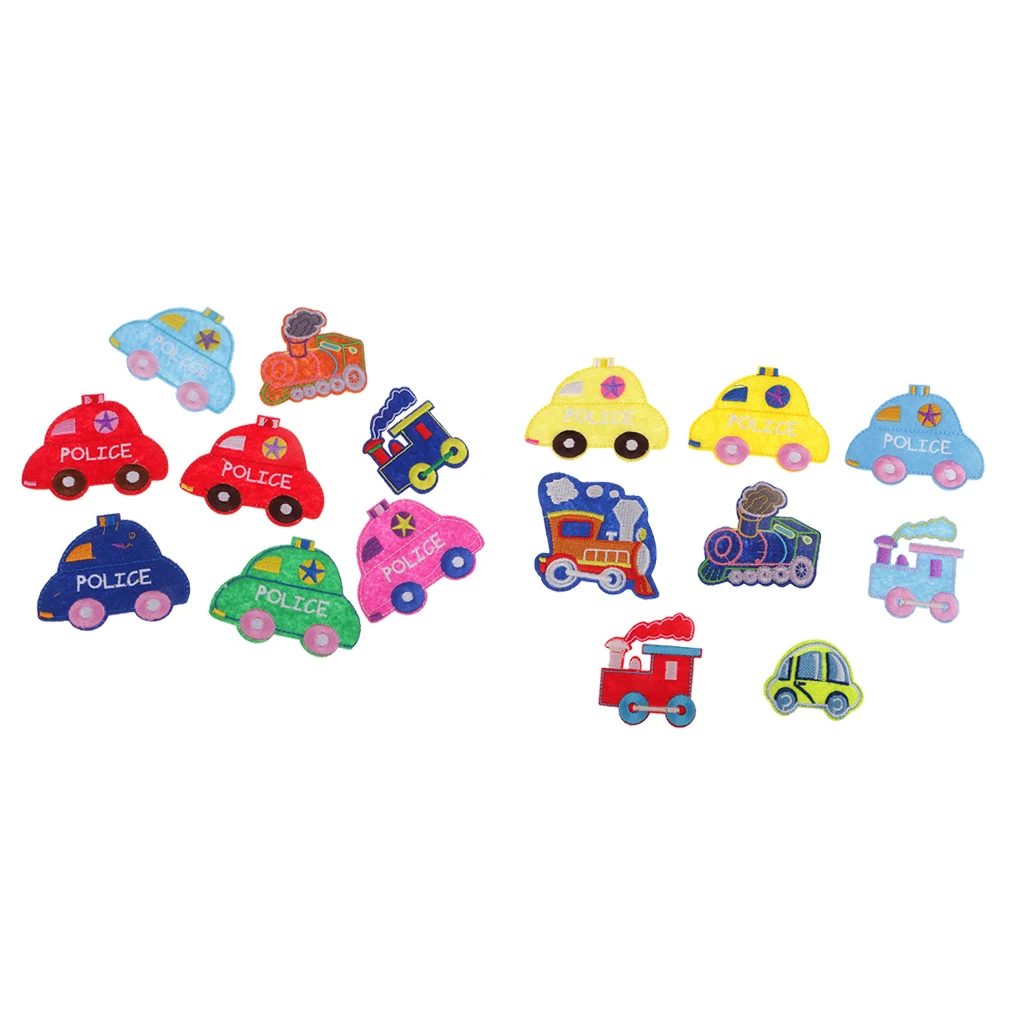 16Pcs/set Iron On Patches Cute Mini Cars Sewing On Patches Appliques for Clothes Jackets Hats Backpacks Jeans; Kids Boys Girls