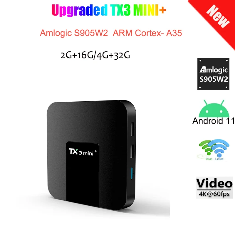 Upgraded TX3 MINI+ android tv box Amlogic S905W2 2G 16G 4G 32G Android 11 H.265 2.4G 5G Dual wifi 4K Set Top Box Media player