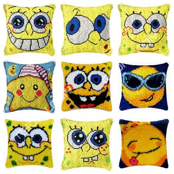 

Latch Hook Kit Lovely Panda Cushion Front Pre-Printed Canvas DIY Yarn Crochet Crafts Pillow Case 43x43cm Sofa Bed Cushion Cover
