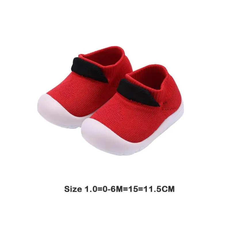 Red 0-6M Износостойкая обувь; дышащая обувь для маленьких девочек и мальчиков; нескользящая резиновая основа; полиэфирная трикотажная Летающая ткань для новорожденных; Первые ходунки - Цвет: Red 0-6M