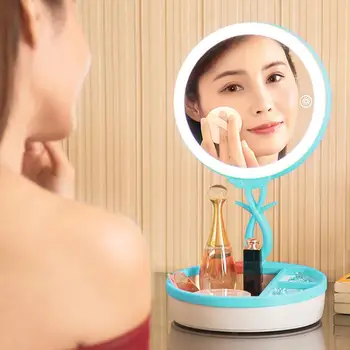 

Foldable LED Touch Screen Desktop Makeup Mirror USB Charging Travel Portable Cosmetic Mirrors Lovely Cute Design Makeup tool New