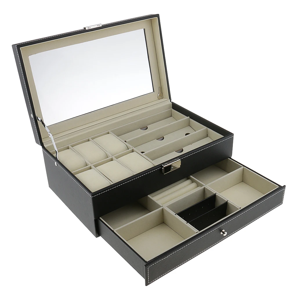 

Jewelry Box Hot PU Leahter Display Storage Case Double Layers Organizer Box