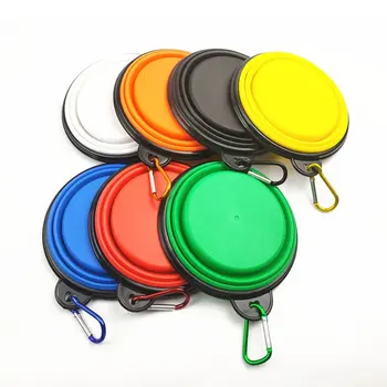 

New Pet Silicone Folding Dog Bowl Cat Bowl Outdoor Travel Portable Accompanying Bowls Small Dog Teddy Dog Food Bowl