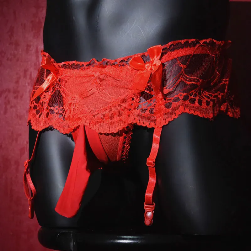 Sexy Men Lace Sheer Lace COCK Ring G-string COCkring U Convex Pouch Briefs Sexy G-string Thongs Garter Gay Wear Candy Color F8