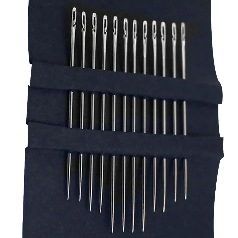 12pcs Self Threading Needles Hole Free Sewing Needles Stainless Steel Household DIY Hold Blind Needle