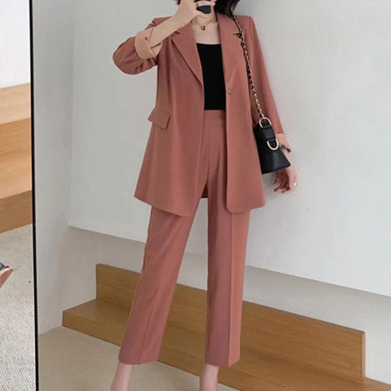 

Women's suit two-piece suit Autumn new fashion long-sleeved blazer Office set Pants suit large size 2019 new women's clothing