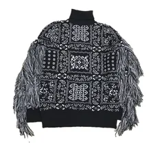 Водолазка с кисточками женский свитер черный вязаный теплый зимний длинный рукав подиумный винтажный Корейский Осенний пуловер женский джемпер