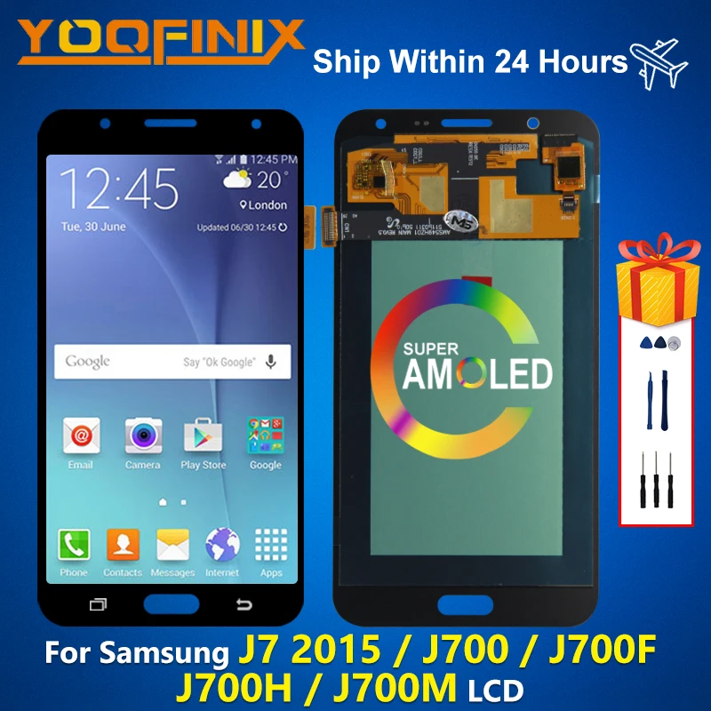 5 &quotSuper AMOLED для Samsung Galaxy J7 2015 J700 ЖК-дисплей в сборе запасные части J700F J700H SM-J700F |