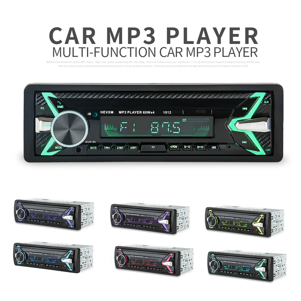 Автомобиль Радио стерео проигрыватель Bluetooth телефона AUX-IN MP3 FM/USB/1 Din/пульт дистанционного управления 12 В Прокат Авто Аудио распродажа Новинка - Цвет: 1012-7color
