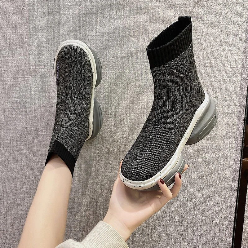 Natascha Women Ankle Boots Winter Chunky Platform Boots spring/autumn Fashion Round Toe Women's Stretch Fabric Women Sneakers