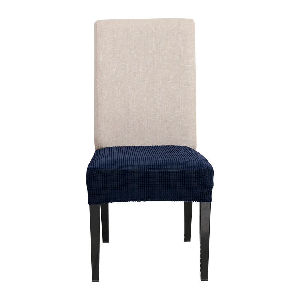 Hot Spandex Chair Cover Solid Color Dining Room Office Kitchen Elastic Chair Seat Cover Anti-dirty Chair Seat Protector Case New - Цвет: Navy