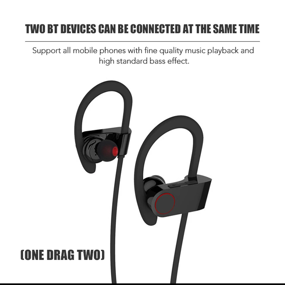 

U8 BT Earphone Wireless Sport Headphone Sports Headset Noise Reduction Stereo with Mic for all Smartphone