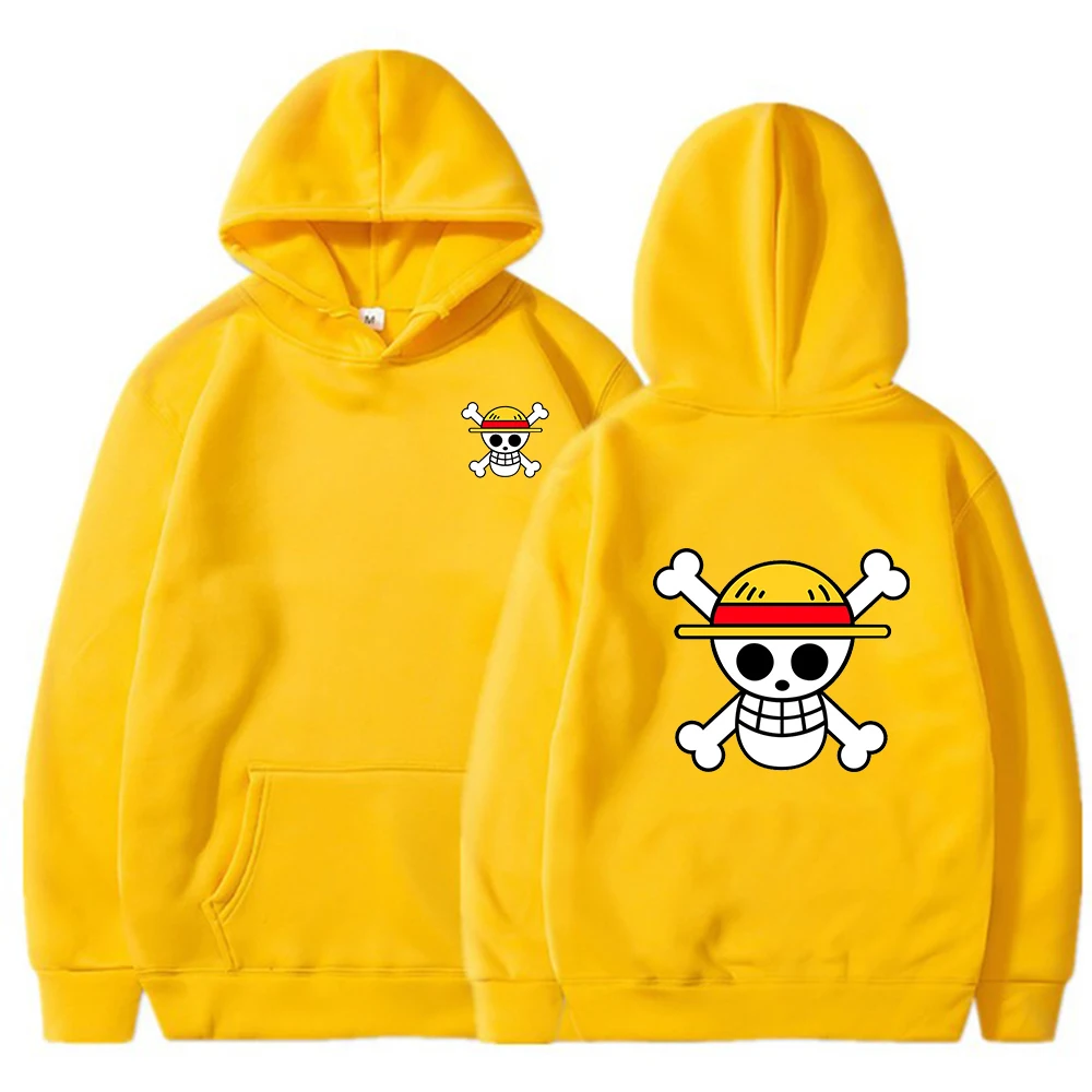 Men's One Piece Luffy Skull Pullover Hoodie Japanese Anime Style_voghion.com