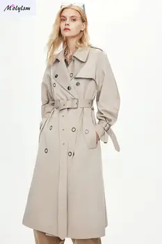 

Autumn / Winter 2020 New Windbreaker Women's Extended Metal Ring Buckle Special Quality Women's Coat