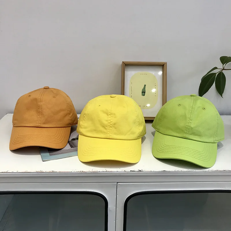 

INS Spring And Summer Days Casual Fluorescence Green Simple Solid Color Baseball Cap Men And Women Versatile Soft Top Black And