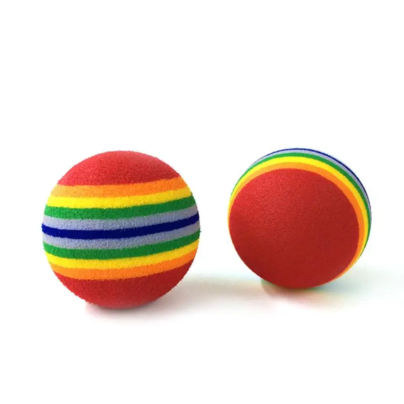 1Pcs Rainbow Cat Toy Ball Interactive Cat Toys Play Chewing Rattle Scratch EVA Ball Training Pet Supplies Home Decoration