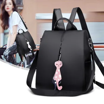 

New Arrival Backpack for Women 2020 Nylon Crossbody Bag Lady Multifunction Three Strap Shoulder Bags Student Black School Bag