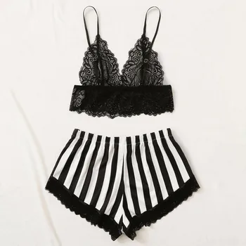 

plus size shorts for women sexy suit women Lace Lingerie Silk Sleepwear Underwear Pajamas Satin 2 piece sets womens outfits F5