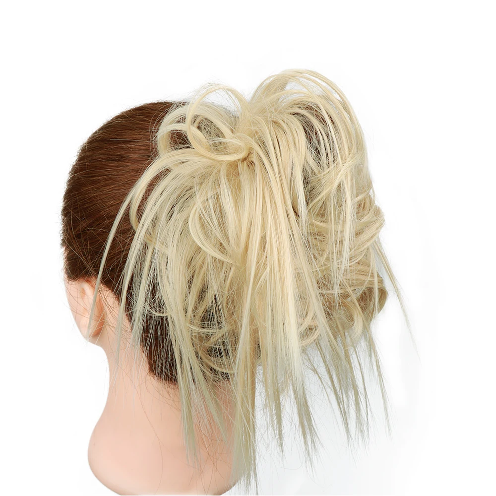 Грязные волосы пучок резинки для женщин шиньон для наращивания синтетический парик кольцо обертывание шиньон черный коричневый высокая температура волокно - Color: 24-613